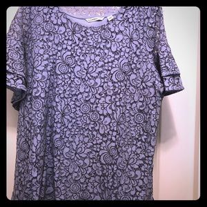 Lace flutter sleeve top,worn once light blue